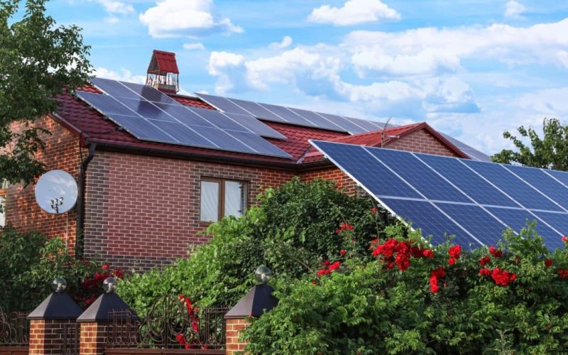 Solar panels on modern property