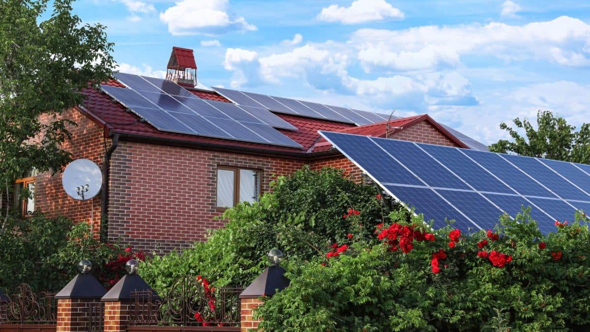 Solar panels on modern property